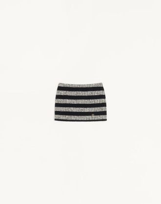 Valentino Mini Mini in Maxi Stripe Tweed Woman IVORY/BLACK 36