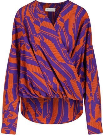Dries Van Noten Vibrant Orange Button-Down Shirt With Structured Collar
