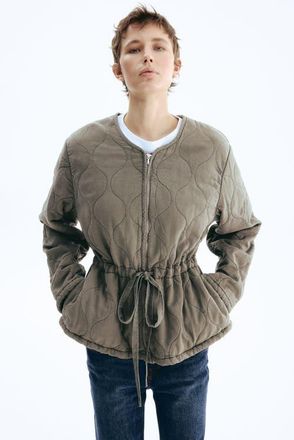 H&M Quilted Twill Jacket in Gray at Nordstrom, Size Xx-Large