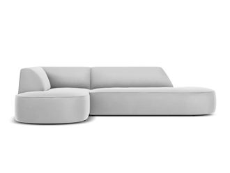 CXL by Christian Lacroix Sof&aacute; esquinero izquierdo 4 plazas de terciopelo gris claro