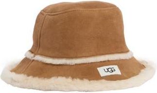 UGG Sheepskin Genuine Shearling Trimmed Bucket Hat in Chestnut at Nordstrom Rack, Size Large/x-Large