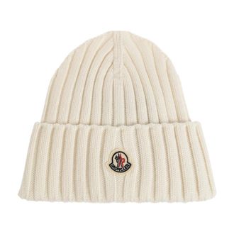 Moncler Wool Beanie - female - Moncler - Accessories - Beige - ONE SIZE - Accessories