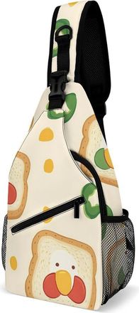 Generic Toasts with Egg Breakfast Mens Crossbody Chest Sling Bag for Travel Hiking Lightweight Shoulder Bags with Small Side