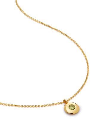 Monica Vinader Collana Birthstone in oro vermeil riciclato 18kt con pendente peridoto
