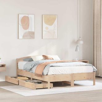 vidaXL Vidaxl - Estructura De Cama Sin Colch&oacute;n Madera Maciza De Pino 135x190 Cm