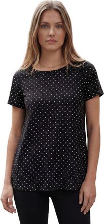 Jessica London Stretch Cotton Trapeze Tee in Black Ivory Dot at Nordstrom, Size Medium
