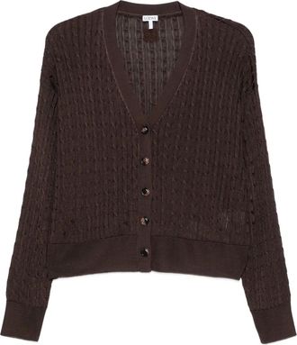 Loewe Kabelgebreid vest met knoop - Bruin