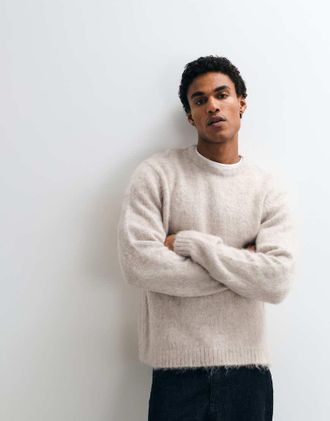 Asos maglione oversize lavorato a maglia color pietra-Neutro