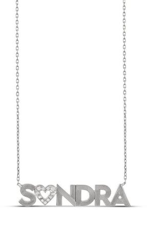 SHYMI Pav&eacute; Heart & Fluted Name Pendant Necklace in Silver at Nordstrom