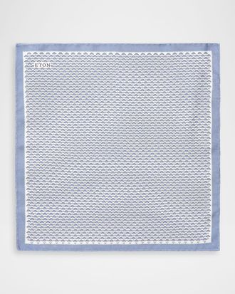 Eton Men & apos;s Geometric Floral Silk Pocket Square