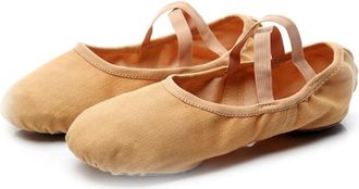 Frcolor Professional Non-Slip Ballet Shoes for Women Full Stretch Sole Elastic Dance Shoes Camel Color for Ballet Jazz Yoga and Ballroom Practice