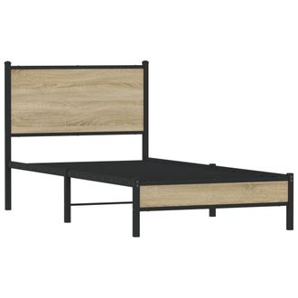 vidaXL Estructura De Cama Sin Colch&oacute;n Metal Roble Sonoma 90x200 Cm Vidaxl