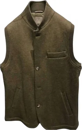 Fedeli Mens Damon Sleeveless Tweed Gilet In Dark Green