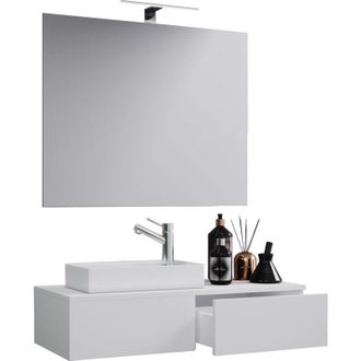 ebuy24 Ebuy24 - Set Vcm De 3 Piezas Lavadero Para Invitados Wc Ba&ntilde;o De Invitados Con Espejo Wc De Lavabo Muebles De Ba&ntilde;o Juego De Ba&ntilde;o - Gudas Sp (blanco)