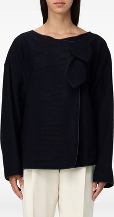 Emporio Armani bow detail jacket - women - Fabric - 46 - Blue