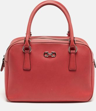 Ferragamo Gancio Coral Orange Leather Bowler Bag