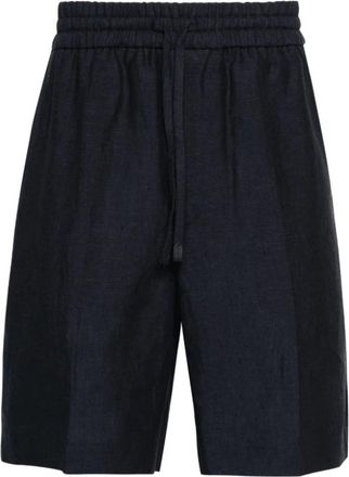 Brioni Asolo Linen Shorts - Heren - Korte Broeken - Blauw - M - Katoen - Korte Broeken