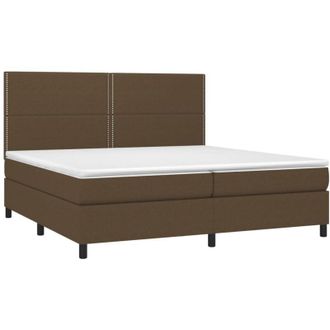 vidaXL Cama Box Spring Colch&oacute;n Luces Led Tela Marr&oacute;n Oscuro 200x200 Cm Vidaxl