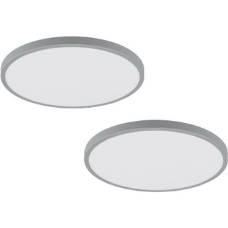 Loops 2 PACK Wall / Ceiling Light Silver 400mm Round Surface Mounted 25W LED 4000K in Metallics