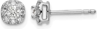 Diamond2Deal 14K White Gold 1/3 ct Lab Grown Diamond Cushion Halo Stud Earrings VS Clarity, G-H Color