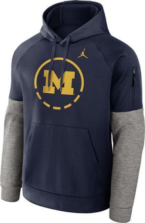 Nike Jordan Mens Michigan Primetime Jordan Brand Therma-FIT College Pullover Hoodie in Blue | 0JV6045PMWN-7EC