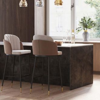 Kare Design Taburete bar hojas beige