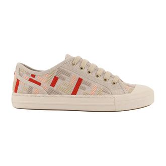 Fendi Sneakers, female, Beige, Size: 8 1/2 US Canvas Sneakers Multicolor Domino Style