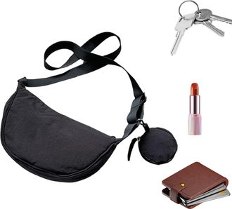 Generic Mini Nylon Pouch - Stylish Sling Shoulder Bag, Casual Crescent Purse, Adjustable Storage Pack, Work Dates Travel Gym Accessory, Lightweight Underarm C