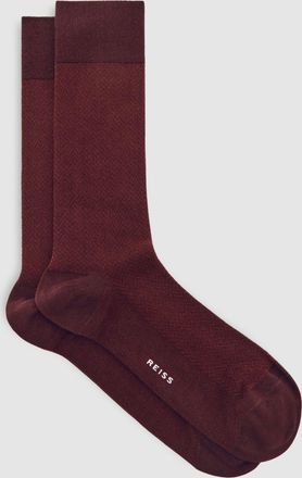 Reiss Bordeaux Cotton-blend Herringbone Socks, S & M