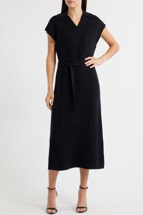 ZOE AND CLAIRE Chain Trim Tie Belt Midi Dress in Black at Nordstrom Rack, Size X-Small