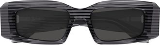 Alaia Aa0078s Rectangular Ribbed Frame Sunglasses in Recycled Acetate