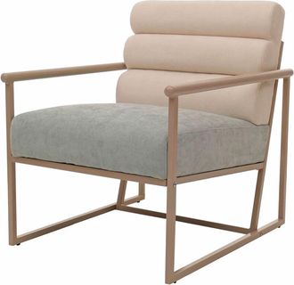 Hhg Non utilizzato] Poltrona lounge HHG 445, sedia club imbottita, stoffa/tessuto (420 g/m²) metallo mvg, beige, rivestimento blu verde