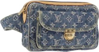 Louis Vuitton Pre-owned Vintage Monogram Denim Belt Bag - Dames - Vintage Heuptassen - Blauw - ONE Size - Denim - Vintage