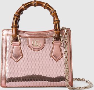 Gucci Diana Embroidered Small Tote Bag, Pink, Fabric