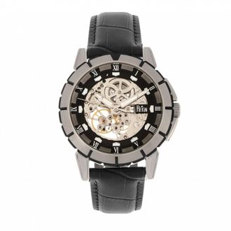 Reign Mens Philippe Automatic Skeleton Leather-Band Watch - Silver Stainless Steel - One Size
