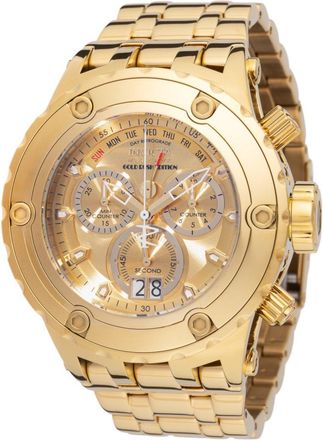 Invicta Reserve - GOLD RUSH 48607 Heren Horloge - Quartz Uurwerk - Roestvrij Staal met gouden Wijzerplaat - 52mm