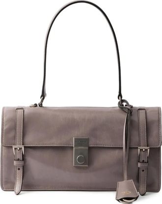 Prada Borsa a spalla media in pelle - Grigio