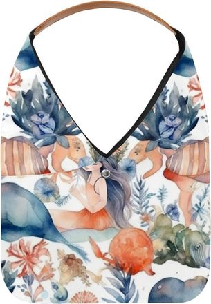 Generic Undersea Mermaid Reusable Lightweight Grocery Bags - Foldable Into Compact Pouch, Washable & Sturdy, Multipurpose for Shopping and Travel