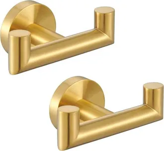 OEM Juego De 2 Percheros Para Ba&ntilde;o, Toallero, Gancho Doble De Acero Inoxidable Para Ropa, Perchero De Ba&ntilde;o, Gancho Para Ropa, Toallero, Negro Mate