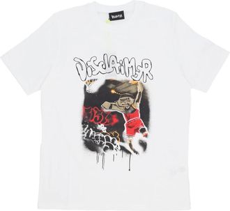 Disclaimer Witte Basketbal Tee Korte Mouw Katoen - Heren - T-shirts - Wit - L - Katoen - Tops