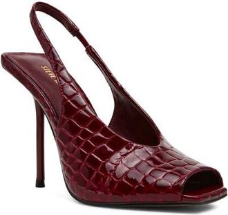 Steve Madden Lucian Slingback Peep Toe Sandal in Wine Croco at Nordstrom, Size 6.5