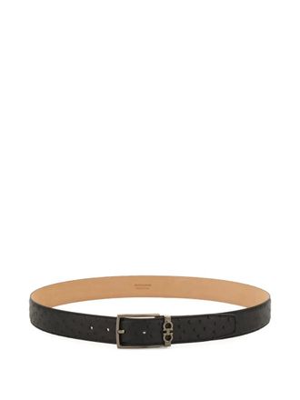 Ferragamo Gancini leather belt - men - Ostrich Leather - 115 - Black