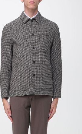 Manuel Ritz Giacca-camicia in misto lana con motivo pied-de-poule
