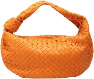 Bottega Veneta Pre-owned Geweven Hobo Tas - Dames - Vintage Schoudertas - Oranje - ONE Size - Leer - Vintage