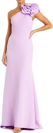 Mac Duggal Crepe One Shoulder Gown With 3D Flower in Lilac at Nordstrom, Size 4