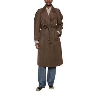 Low Classic LOW Classic - Trenchcoat van kunstsu&egrave;de - Dames - Mantels - Bruin - Maat: S Su&egrave;de
