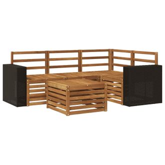 vidaXL Conjunto De Sof&aacute;s De Exterior 5 Pcs Natural 59 X 59 X 37 Cm Vidaxl