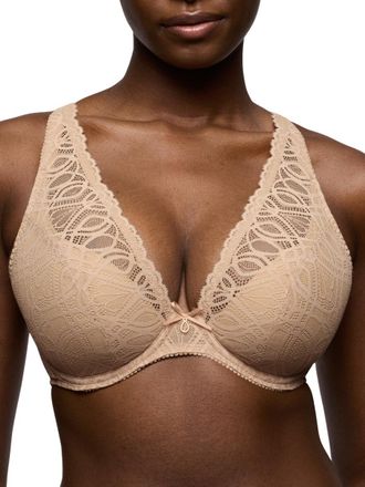 Prima Donna Womens Salerno Half Padded Plunge Bra Candy Ginger - Beige Polyamide - Size 40E