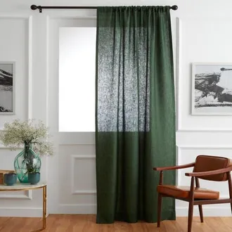 Solino Home Linen Curtain with Light Filtering Rod Pocket for Living Room, Bedroom in Forest Green at Nordstrom, Size Xx-Large
