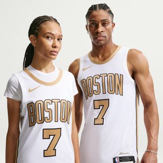 Nike Jaylen Brown Boston Celtics City Edition Nike Mens Dri-FIT ADV NBA Authentic Jersey in White | HM6086-102